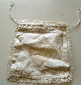 xxM535M Lovely Vintage Linen Woven Draw String Purse x